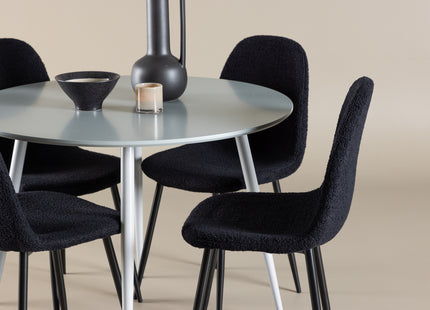 Venture Home Polar & Plaza Matstolar 2-pack Svart + Runda Matbord ⌀100 Grå