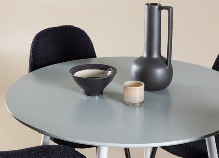 Venture Home Polar & Plaza Matstolar 2-pack Svart + Runda Matbord ⌀100 Grå