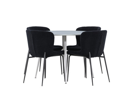 Venture Home Plaza & Modesto Runda Matbord ⌀100 Grå + Matstolar 2-pack Svart