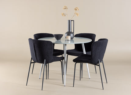 Venture Home Plaza & Modesto Runda Matbord ⌀100 Grå + Matstolar 2-pack Svart