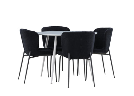 Venture Home Plaza & Modesto Runda Matbord ⌀100 Grå + Matstolar 2-pack Svart