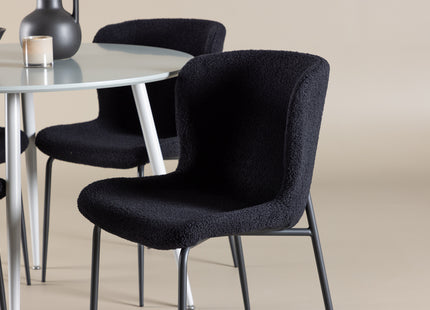 Venture Home Plaza & Modesto Runda Matbord ⌀100 Grå + Matstolar 2-pack Svart