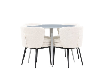 Venture Home Plaza & Agnes Runda Matbord ⌀100 Grå + Matstolar 2-pack Vit