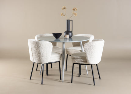 Venture Home Plaza & Agnes Runda Matbord ⌀100 Grå + Matstolar 2-pack Vit