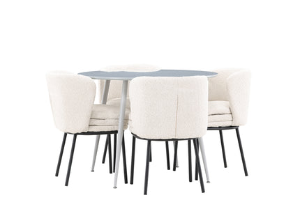 Venture Home Plaza & Agnes Runda Matbord ⌀100 Grå + Matstolar 2-pack Vit