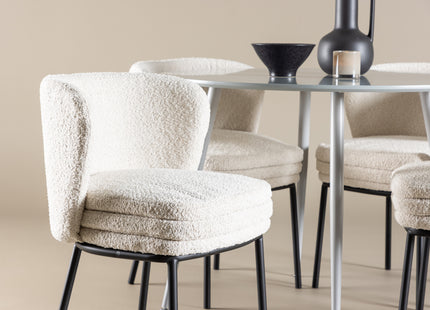 Venture Home Plaza & Agnes Runda Matbord ⌀100 Grå + Matstolar 2-pack Vit
