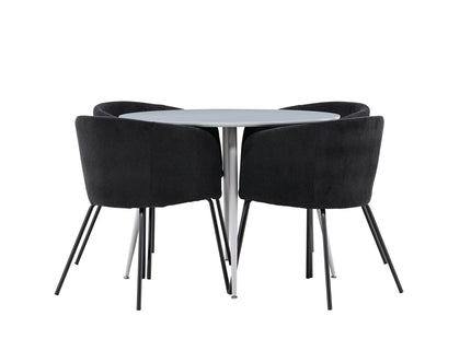 Venture Home Plaza & Berit Runda Matbord ⌀100 Grå + Matstolar Svart