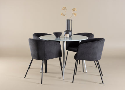 Venture Home Plaza & Berit Runda Matbord ⌀100 Grå + Matstolar Svart