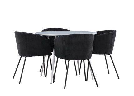 Venture Home Plaza & Berit Runda Matbord ⌀100 Grå + Matstolar Svart