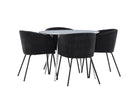 Venture Home Plaza & Berit Runda Matbord ⌀100 Grå + Matstolar Svart