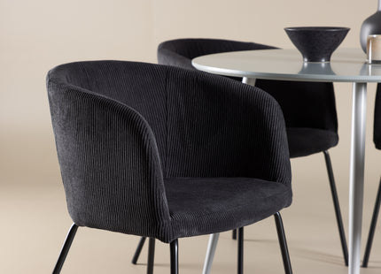 Venture Home Plaza & Berit Runda Matbord ⌀100 Grå + Matstolar Svart
