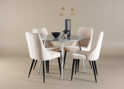 Venture Home Plaza & Leone Runda Matbord ⌀100 Grå + Matstolar 2-pack Beige