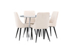 Venture Home Plaza & Leone Runda Matbord ⌀100 Grå + Matstolar 2-pack Beige