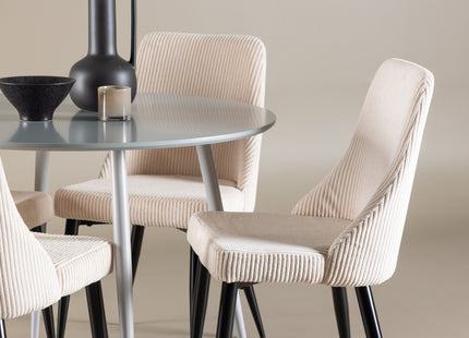 Venture Home Plaza & Leone Runda Matbord ⌀100 Grå + Matstolar 2-pack Beige