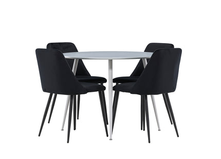 Venture Home Night & Plaza Matstolar 2-pack Svart + Runda Matbord ⌀100 Grå