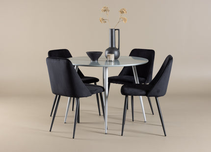 Venture Home Night & Plaza Matstolar 2-pack Svart + Runda Matbord ⌀100 Grå