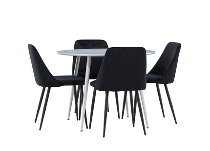 Venture Home Night & Plaza Matstolar 2-pack Svart + Runda Matbord ⌀100 Grå
