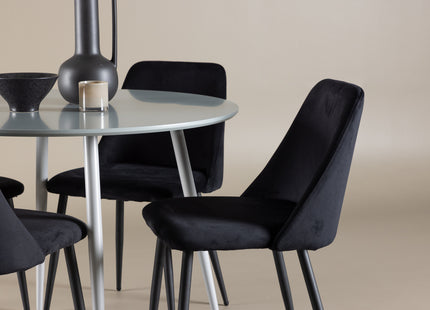 Venture Home Night & Plaza Matstolar 2-pack Svart + Runda Matbord ⌀100 Grå