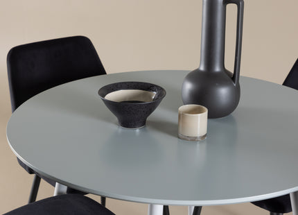 Venture Home Night & Plaza Matstolar 2-pack Svart + Runda Matbord ⌀100 Grå