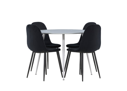Venture Home Polar & Plaza Matstolar 2-pack Svart + Runda Matbord ⌀100 Grå