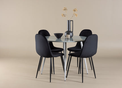 Venture Home Polar & Plaza Matstolar 2-pack Svart + Runda Matbord ⌀100 Grå