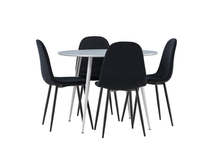 Venture Home Polar & Plaza Matstolar 2-pack Svart + Runda Matbord ⌀100 Grå