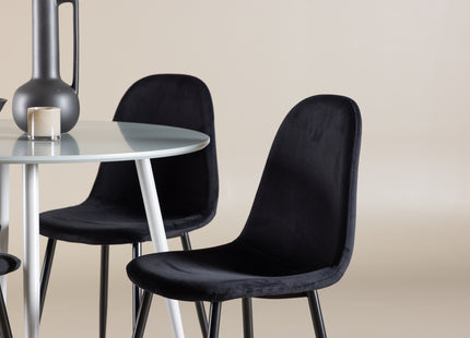 Venture Home Polar & Plaza Matstolar 2-pack Svart + Runda Matbord ⌀100 Grå