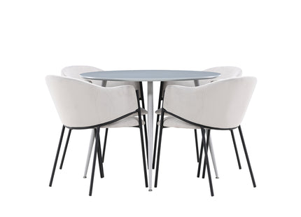 Venture Home Evelina & Plaza Matstolar 2-pack Grå + Runda Matbord ⌀100 Grå
