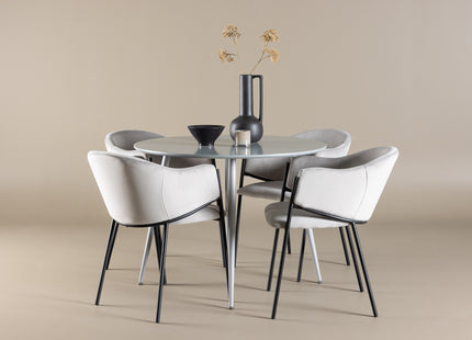 Venture Home Evelina & Plaza Matstolar 2-pack Grå + Runda Matbord ⌀100 Grå