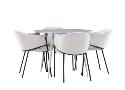 Venture Home Evelina & Plaza Matstolar 2-pack Grå + Runda Matbord ⌀100 Grå