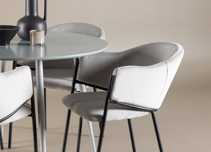 Venture Home Evelina & Plaza Matstolar 2-pack Grå + Runda Matbord ⌀100 Grå