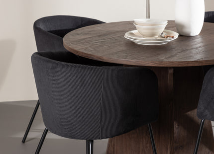 Venture Home Berit & Bootcut Matstolar Svart + Runda Matbord ⌀110 Mocca