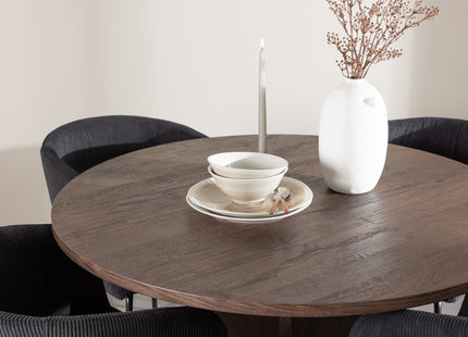 Venture Home Berit & Bootcut Matstolar Svart + Runda Matbord ⌀110 Mocca