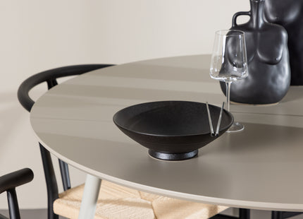 Venture Home Alfons & Plaza Matstolar Svart + Runda Matbord ⌀120 Beige