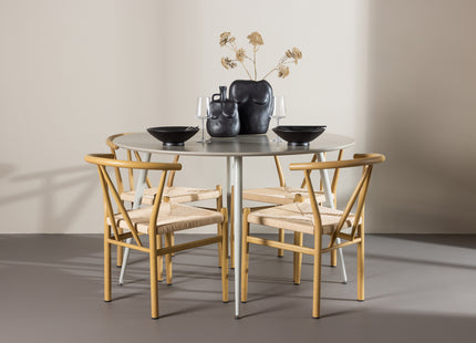 Venture Home Alfons & Plaza Matstolar Beige + Runda Matbord ⌀120 Beige