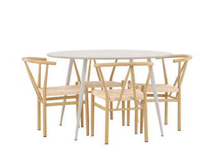 Venture Home Alfons & Plaza Matstolar Beige + Runda Matbord ⌀120 Beige
