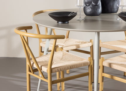Venture Home Alfons & Plaza Matstolar Beige + Runda Matbord ⌀120 Beige