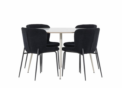 Venture Home Plaza & Modesto Runda Matbord ⌀120 Beige + Matstolar 2-pack Svart