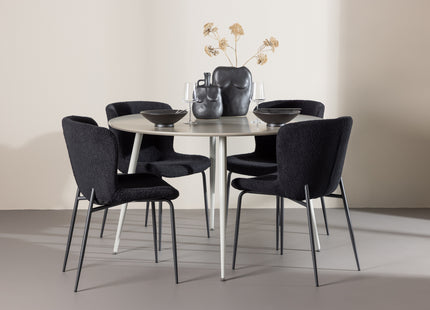 Venture Home Plaza & Modesto Runda Matbord ⌀120 Beige + Matstolar 2-pack Svart