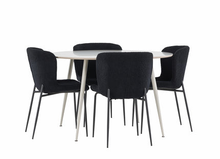 Venture Home Plaza & Modesto Runda Matbord ⌀120 Beige + Matstolar 2-pack Svart