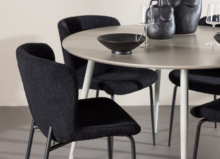 Venture Home Plaza & Modesto Runda Matbord ⌀120 Beige + Matstolar 2-pack Svart