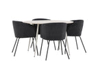 Venture Home Berit & Plaza Matstolar Svart + Runda Matbord ⌀120 Beige