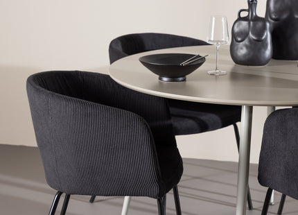Venture Home Berit & Plaza Matstolar Svart + Runda Matbord ⌀120 Beige