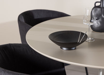 Venture Home Berit & Plaza Matstolar Svart + Runda Matbord ⌀120 Beige