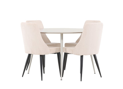 Venture Home Leone & Plaza Matstolar 2-pack Beige + Runda Matbord ⌀120 Beige