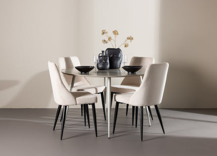 Venture Home Leone & Plaza Matstolar 2-pack Beige + Runda Matbord ⌀120 Beige