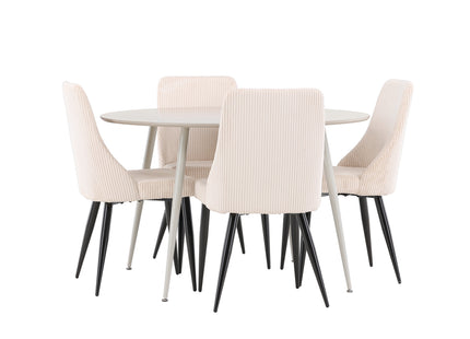 Venture Home Leone & Plaza Matstolar 2-pack Beige + Runda Matbord ⌀120 Beige