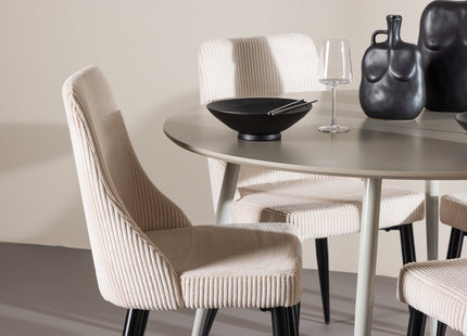 Venture Home Leone & Plaza Matstolar 2-pack Beige + Runda Matbord ⌀120 Beige