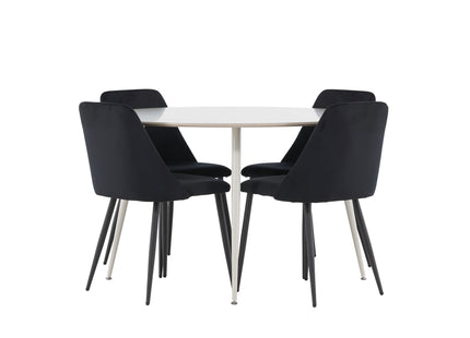 Venture Home Night & Plaza Matstolar 2-pack Svart + Runda Matbord ⌀120 Beige
