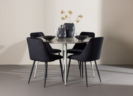 Venture Home Night & Plaza Matstolar 2-pack Svart + Runda Matbord ⌀120 Beige